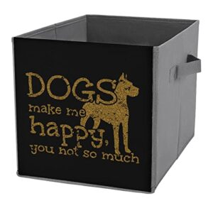 dogs make me happy pu leather collapsible storage bins canvas cube organizer basket with handles