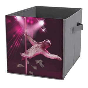 pole dancing sloth pu leather collapsible storage bins canvas cube organizer basket with handles