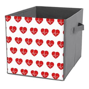 heartbeat pu leather collapsible storage bins canvas cube organizer basket with handles