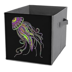 electric octopus pu leather collapsible storage bins canvas cube organizer basket with handles
