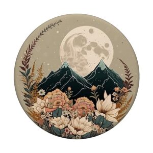 Boho Mountain Moon Phases Floral Aesthetic Chic PopSockets Standard PopGrip