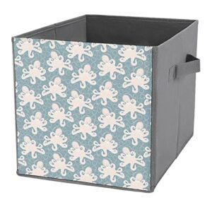 octopus pu leather collapsible storage bins canvas cube organizer basket with handles