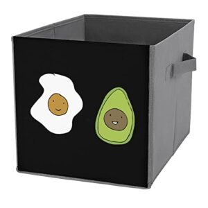 egg and avocado friends pu leather collapsible storage bins canvas cube organizer basket with handles