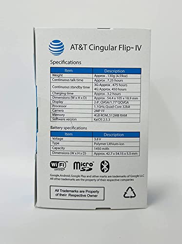 AT&T CINGULAR FLIP 4 SMARTFLIP IV U102AA 4G Phone for AT&T