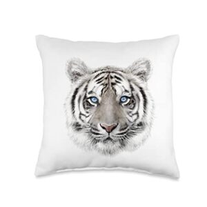 alexamerch tiger bengal white tiger head throw pillow, 16x16, multicolor