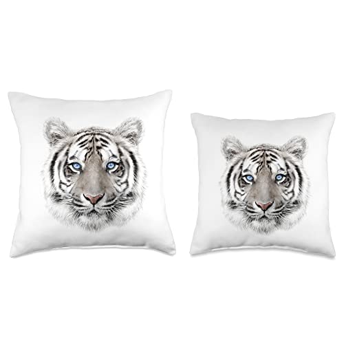 Alexamerch Tiger Bengal White Tiger Head Throw Pillow, 16x16, Multicolor