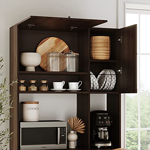 Living Skog Large Kitchen Storage Cabinet – Kitchen Cabinet with Extended Storage Space and Microwave Cart – Pantry Cabinet with Drawers – Kitchen and Pantry Cabinet (Brown)