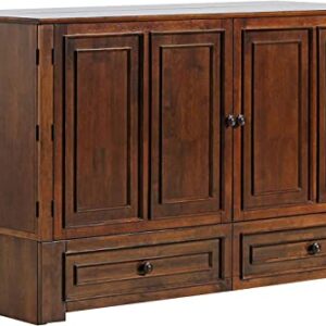 Mega Solutions Emurphybed Paradiseo Murphy Cabinet Chest Bed with Charging Station 8 Inch, Queen (Tobacco)