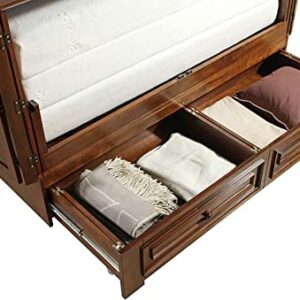 Mega Solutions Emurphybed Paradiseo Murphy Cabinet Chest Bed with Charging Station 8 Inch, Queen (Tobacco)