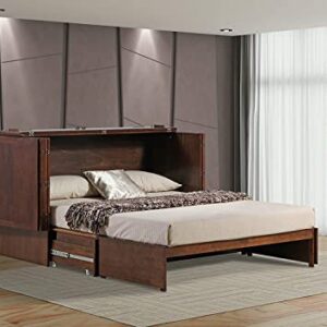 Mega Solutions Emurphybed Paradiseo Murphy Cabinet Chest Bed with Charging Station 8 Inch, Queen (Tobacco)