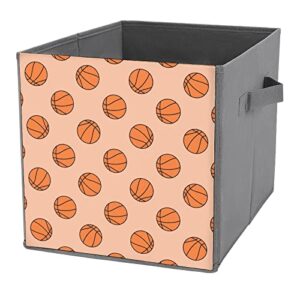 basketball life foldable storage bins printd fabric cube baskets boxes with handles for clothes toys, 11x11x11