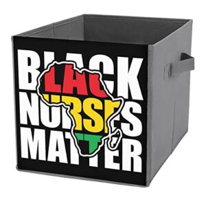 black nurses matter foldable storage bins printd fabric cube baskets boxes with handles for clothes toys, 11x11x11