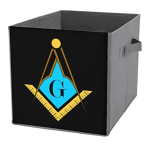 Color Freemason Symbol Foldable Storage Bins Printd Fabric Cube Baskets Boxes with Handles for Clothes Toys, 11x11x11