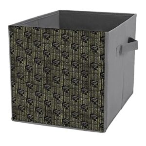 egyptian hieroglyphs foldable storage bins printd fabric cube baskets boxes with handles for clothes toys, 11x11x11