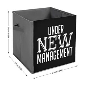 Under New Management Foldable Storage Bins Printd Fabric Cube Baskets Boxes with Handles for Clothes Toys, 11x11x11