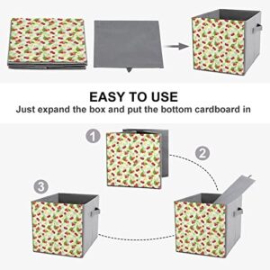Red Cherry Foldable Storage Bins Printd Fabric Cube Baskets Boxes with Handles for Clothes Toys, 11x11x11