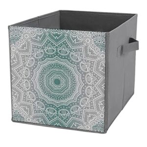 mandela pattern foldable storage bins printd fabric cube baskets boxes with handles for clothes toys, 11x11x11