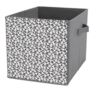 funny pandas foldable storage bins printd fabric cube baskets boxes with handles for clothes toys, 11x11x11