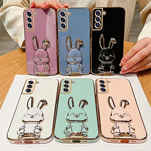 for Samsung Galaxy A14 5G Case,3D Cute Kawaii Hidden Rabbit Bunny Kickstand Design with Camera Protection,Luxury Plating Glitter Soft Silicone Girly Phone Case for Samsung A14 for Women Girls Pink