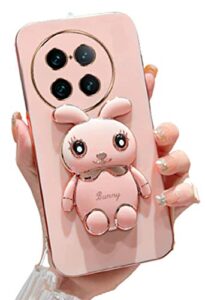 for oneplus 11 5g case,oneplus 11 phone case 6d cute kawaii hidden rabbit bunny stand design with camera cover,luxury plating glitter soft silicone girly case for oneplus 11 for women girls pink