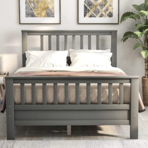 harper & bright designs full bed frame for boys and girls wood full size platform bed with headboard and footboard and slat set, no box spring needed
