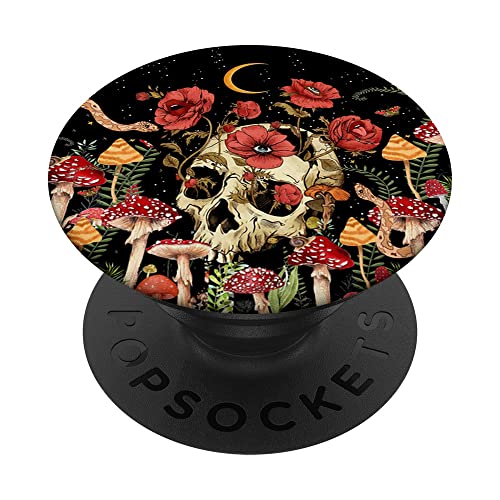 Trippy Vintage Mushroom Plants Moon Garden Floral Skull PopSockets Swappable PopGrip