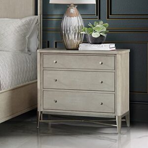 roundhill furniture mantalia solid wood 3-drawer nightstand with metal frame, champagne
