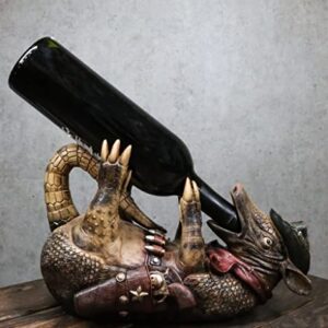 Ebros Gift Coiled Tipsy Drunk and Wild Armored Cowboy Sheriff Armadillo Booze Guzzler 12" Long Wine Bottle Holder Storage Caddy Figurine for Party Hosting Kitchen and Home Decor Statue