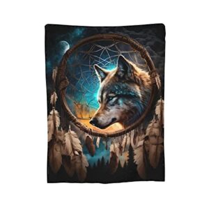 Ruoruo Wolf and Dream Catcher Fleece Blanket Throw Lightweight Blanket Super Soft Cozy Bed Warm Blanket for Living Room/Bedroom All Season,Gift,40"x30"