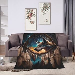 Ruoruo Wolf and Dream Catcher Fleece Blanket Throw Lightweight Blanket Super Soft Cozy Bed Warm Blanket for Living Room/Bedroom All Season,Gift,40"x30"