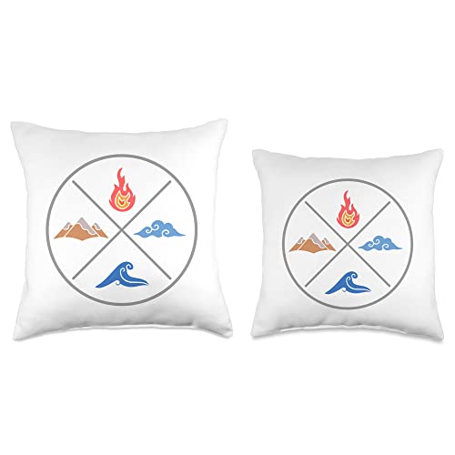 4 Elements Nature Merch The 4 Elements-fire Water Earth air-Nature Throw Pillow, 16x16, Multicolor