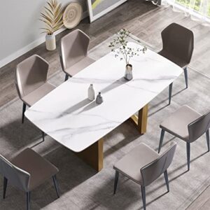 lktart 70.87" modern artificial marble dinning table sintered stone table top metal golden hollow leg suitable for 6-8 people dinning room kichen (no chair)