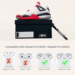 Noctiloros Fun Shoe Boxcase for Airpods pro 2019/2022 Cool Sneaker Headphone case Cover with Keychain and Magnetic Anti-Loss Cord Red