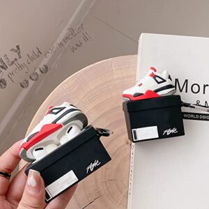 Noctiloros Fun Shoe Boxcase for Airpods pro 2019/2022 Cool Sneaker Headphone case Cover with Keychain and Magnetic Anti-Loss Cord Red