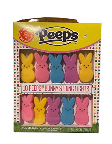 PEEPS STRING LED LIGHTS AND CANDLE PEEP LED LIGHT AND A BROWN LONGHORN COW JUMBO EASTER BASKET AS SEEN ON TIK TOK