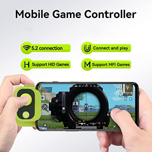 Mobile Phone Game Joystick, Touch Screen Joypad Game Joystick Control, Mobile Phone Game Controller for Android for iOS for Hongmeng OS 9.0+ (Green)