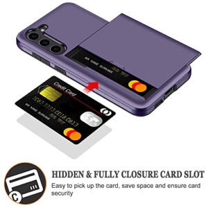 SAMONPOW for Samsung S23 Case with Card Holder, Hybrid Samsung S23 Wallet Case Card Slot Heavy Duty Dual Layer Shockproof Bumper Phone Protective Case Slide Pocket Cover for Samsung Galaxy S23 6.1”