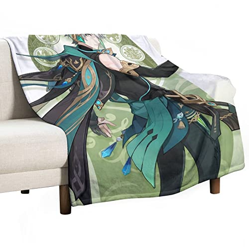 Dalicoter Game Genshin Impact Blanket Sumeru Alhaitham Anime Blanket 60"×50" Super Soft Flannel Throw Blanket Lightweight Blanket Warm Winter Blanket Towel Blanket for Couch Kids Girls & Adults