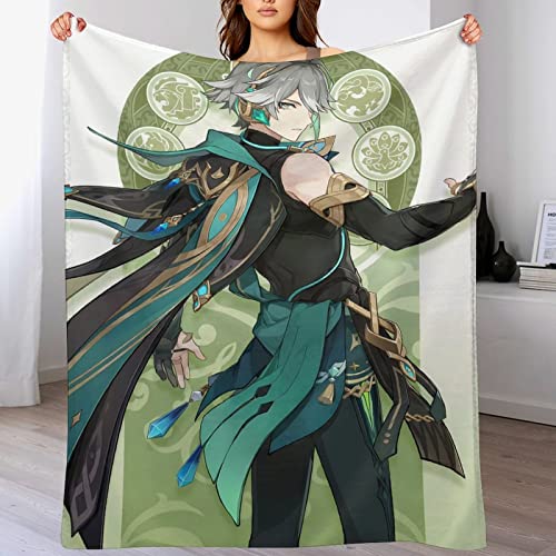 Dalicoter Game Genshin Impact Blanket Sumeru Alhaitham Anime Blanket 60"×50" Super Soft Flannel Throw Blanket Lightweight Blanket Warm Winter Blanket Towel Blanket for Couch Kids Girls & Adults