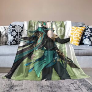 Dalicoter Game Genshin Impact Blanket Sumeru Alhaitham Anime Blanket 60"×50" Super Soft Flannel Throw Blanket Lightweight Blanket Warm Winter Blanket Towel Blanket for Couch Kids Girls & Adults