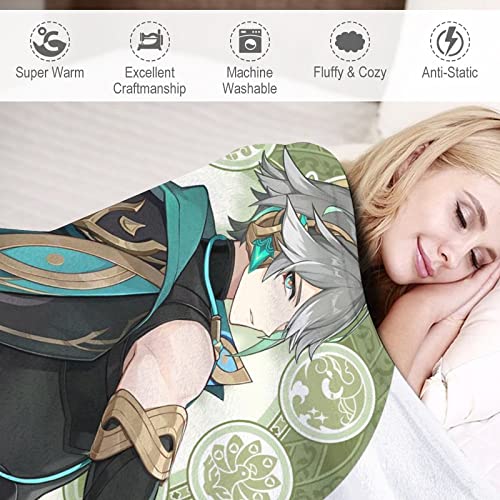 Dalicoter Game Genshin Impact Blanket Sumeru Alhaitham Anime Blanket 60"×50" Super Soft Flannel Throw Blanket Lightweight Blanket Warm Winter Blanket Towel Blanket for Couch Kids Girls & Adults