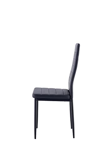 LCH, Black Room High Back, PU Leather Seat and Metal Frame, Kitchen Chairs Set of 4 Dining Roomchairs