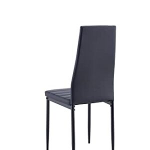 LCH, Black Room High Back, PU Leather Seat and Metal Frame, Kitchen Chairs Set of 4 Dining Roomchairs