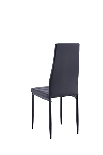 LCH, Black Room High Back, PU Leather Seat and Metal Frame, Kitchen Chairs Set of 4 Dining Roomchairs