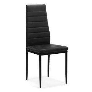 LCH, Black Room High Back, PU Leather Seat and Metal Frame, Kitchen Chairs Set of 4 Dining Roomchairs