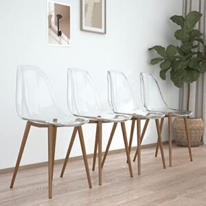 gxcevsou dining chairs set of 4, modern plastic transparent crystal ghost seat, nordic creative makeup stool negotiation chair for dining room living room bedroom - walnut wood color metal leg