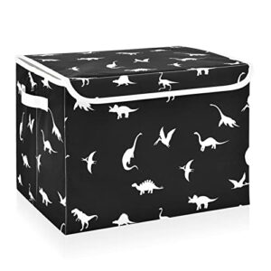 cataku dinosaurs silhouettes black storage bins with lids fabric large storage container cube basket with handle decorative storage boxes for organizing clothes shelves
