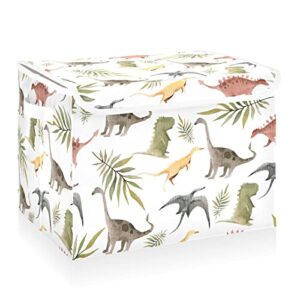 cataku tropical leaves dinosaur storage bins with lids fabric large storage container cube basket with handle decorative storage boxes for organizing clothes shelves