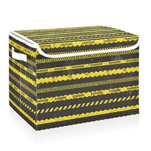 cataku yellow stripes lines storage bins with lids and handles, fabric large storage container cube basket with lid decorative storage boxes for organizing clothes