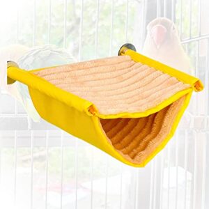 Pilarmuture Winter Warm Bird Nest Bed,Double Layer Playing Snuggle Pet Supplies Tent Toy Parakeet Budgies Winter Warm,for Parakeet Budgies Cockatiels Lovebird Cockatoo Finch Hamster(Yellow)